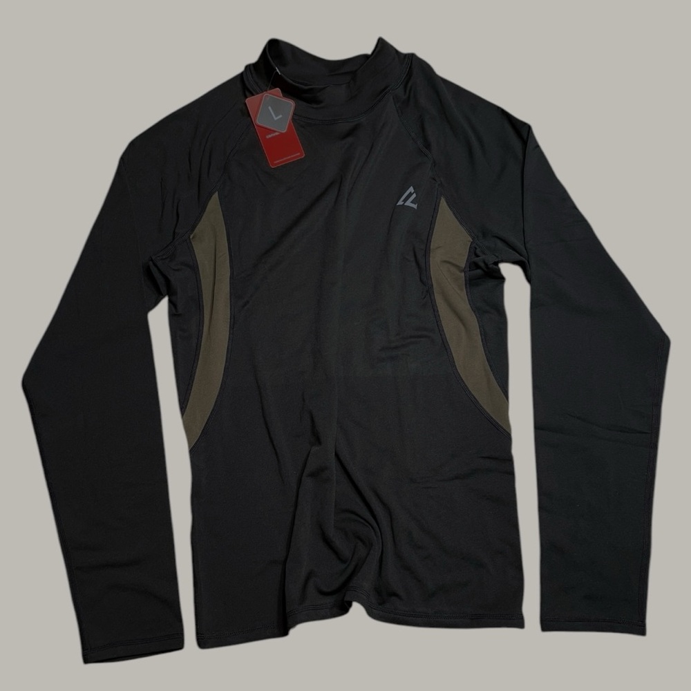 CONVALLARIA Men’s Sz L Long Sleeve Fleece Lined Pullover | High Neck | Black